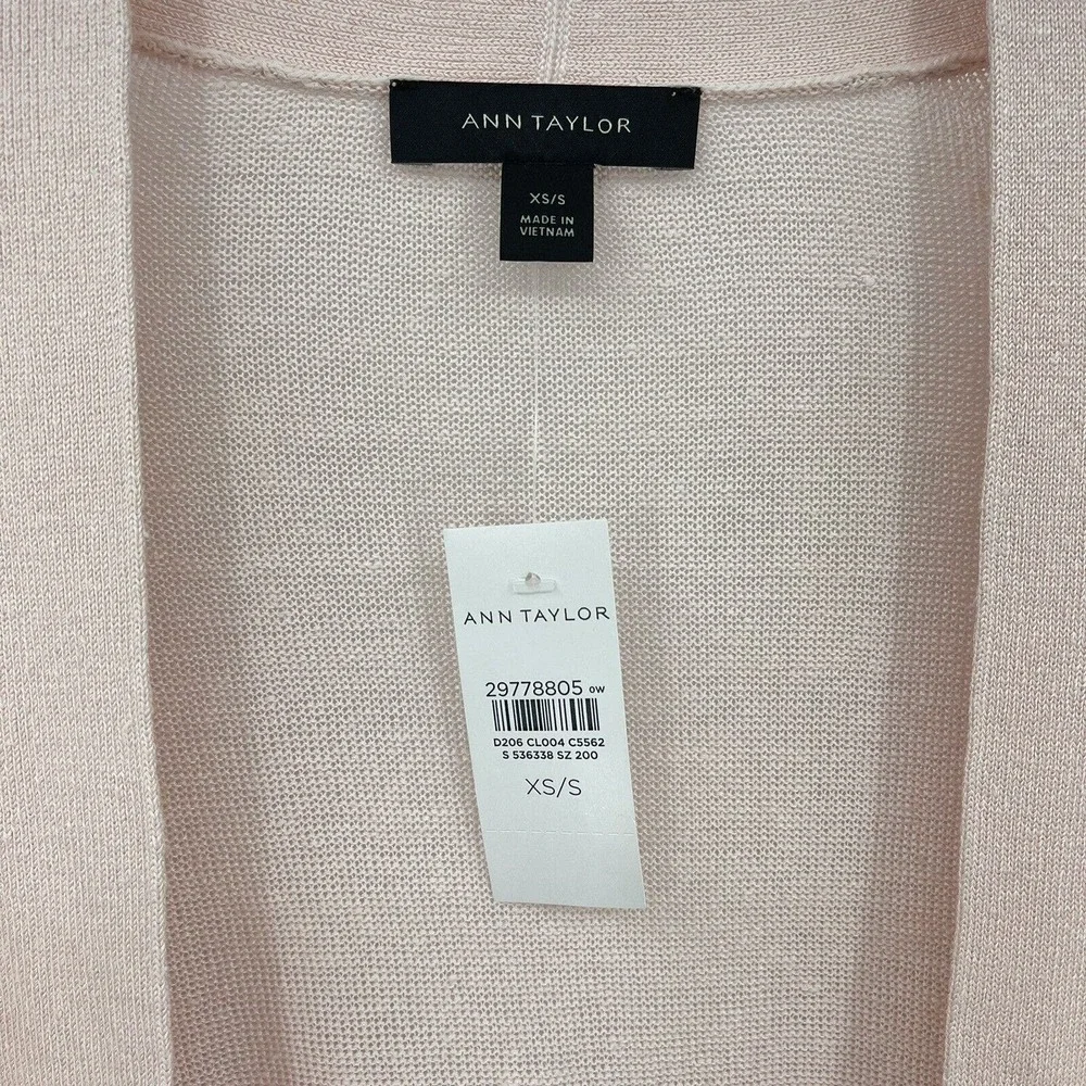 Ann Taylor Women’s XS/S Pink Lightweight Knit Open Front Bell Sleeve Sweater NWT - Picture 5 of 5
